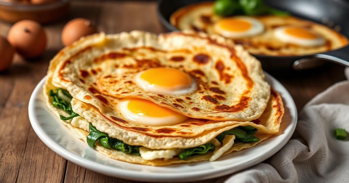 Recette sans gluten : galettes de sarrasin garnies d'oeuf, d'épinards et de fromage