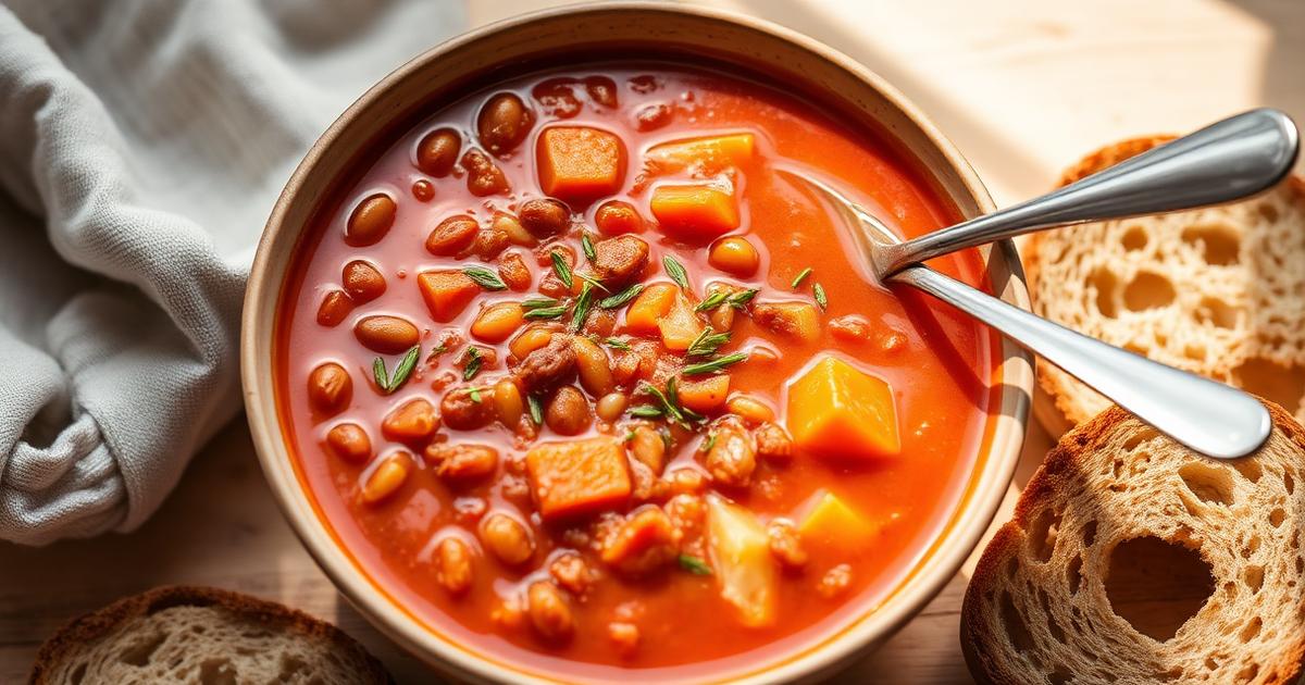 Repas light du soir : bol de soupe épaisse aux lentilles corail, carottes et poireau