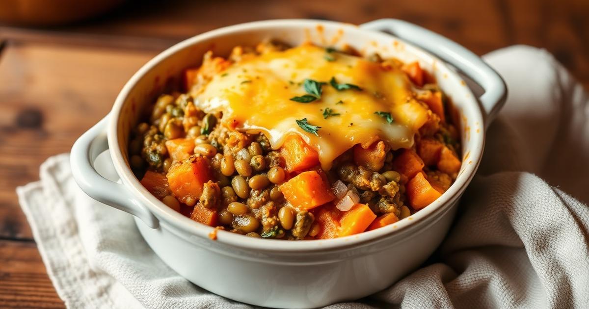 Recette hiver healthy : gratin de courge butternut et lentilles vertes doré au four