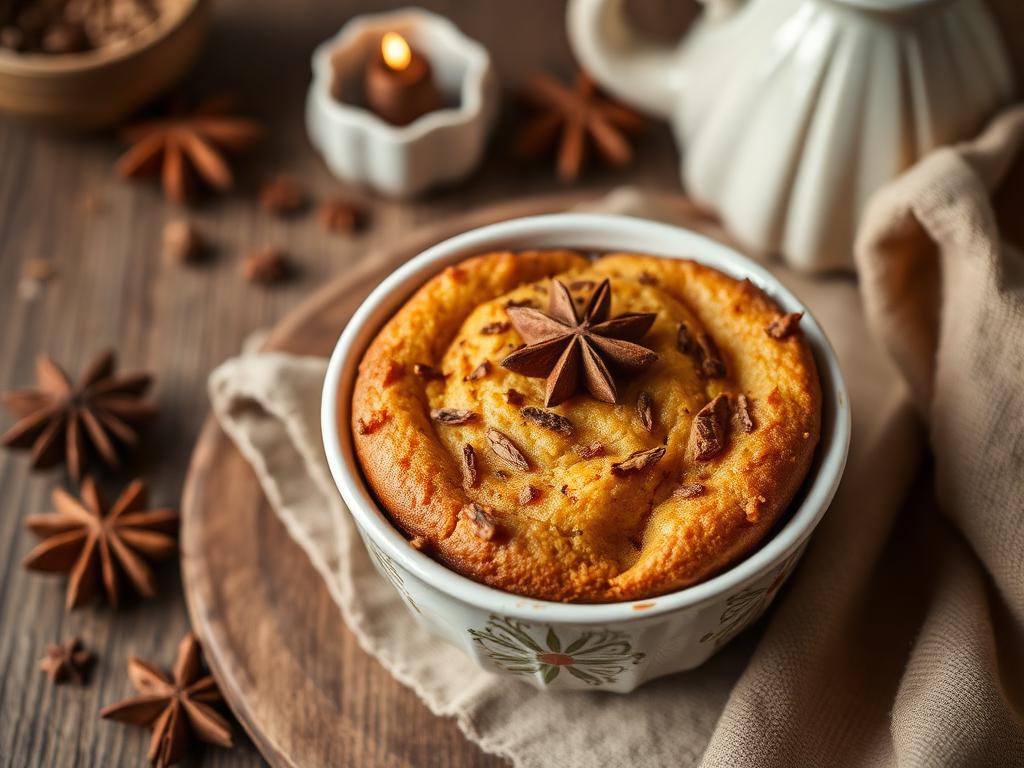 Bowlcake aux épices spéculoos dans un ramequin, ambiance cosy