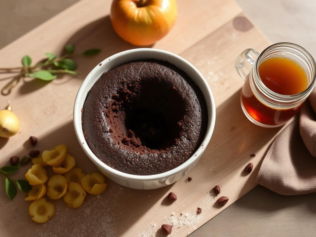 Bowlcake vegan au chocolat et flocons d'avoine dans un bol