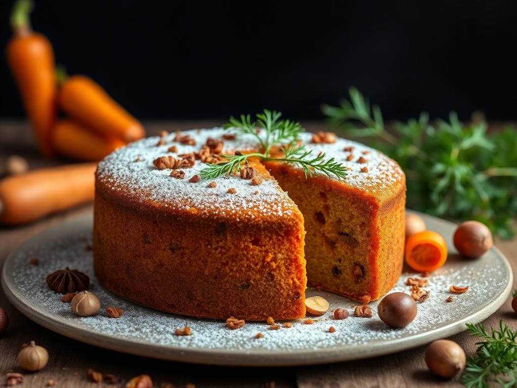 Cake healthy à la carotte et aux épices avec des noix