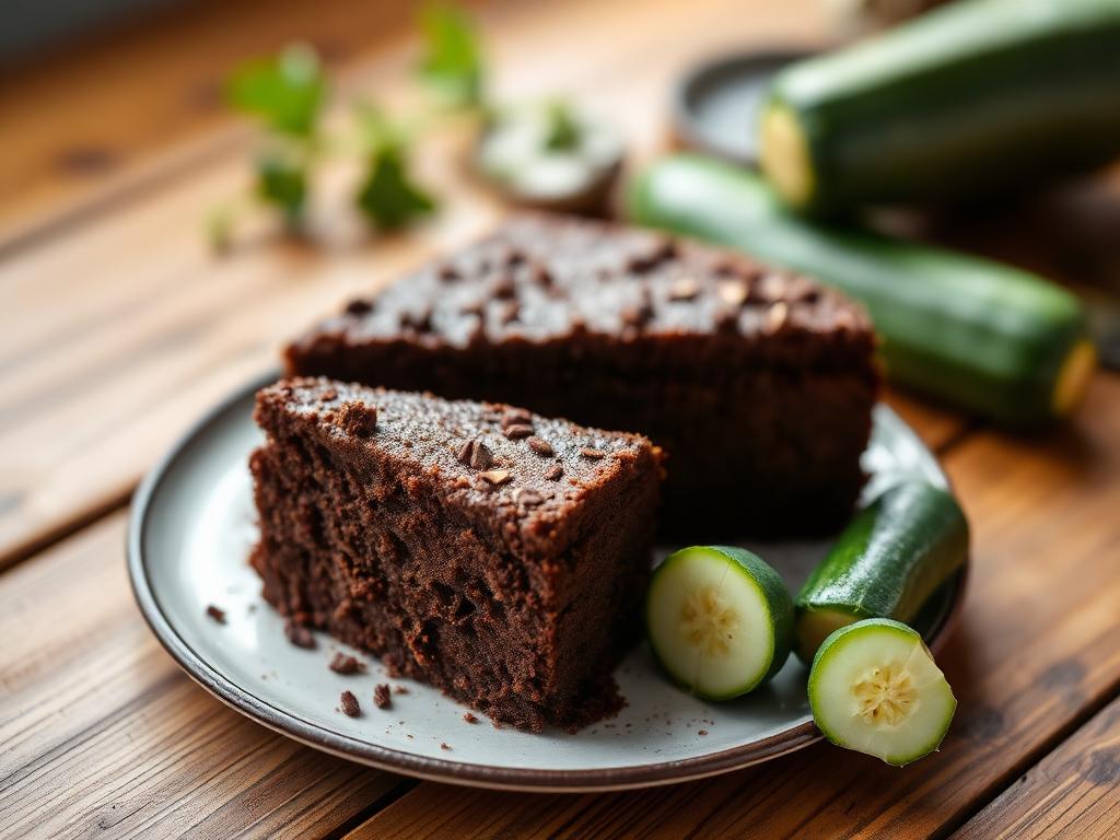 Part de cake healthy au chocolat et à la courgette