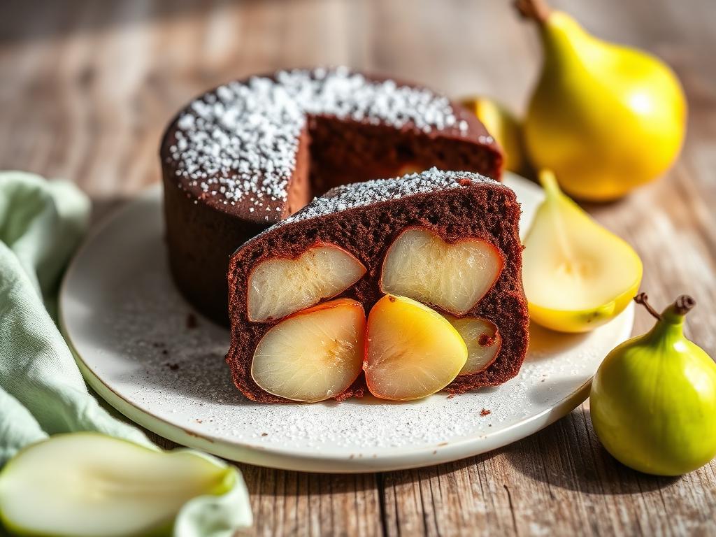 Cake healthy au chocolat et morceaux de poire