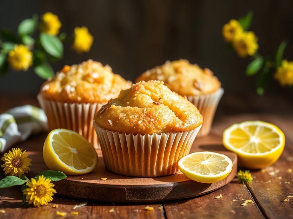 Muffins healthy aux myrtilles et citron avec citrons frais