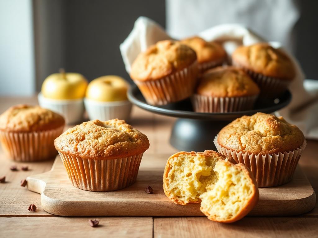 Muffins healthy pomme-cannelle sans beurre sur une planche