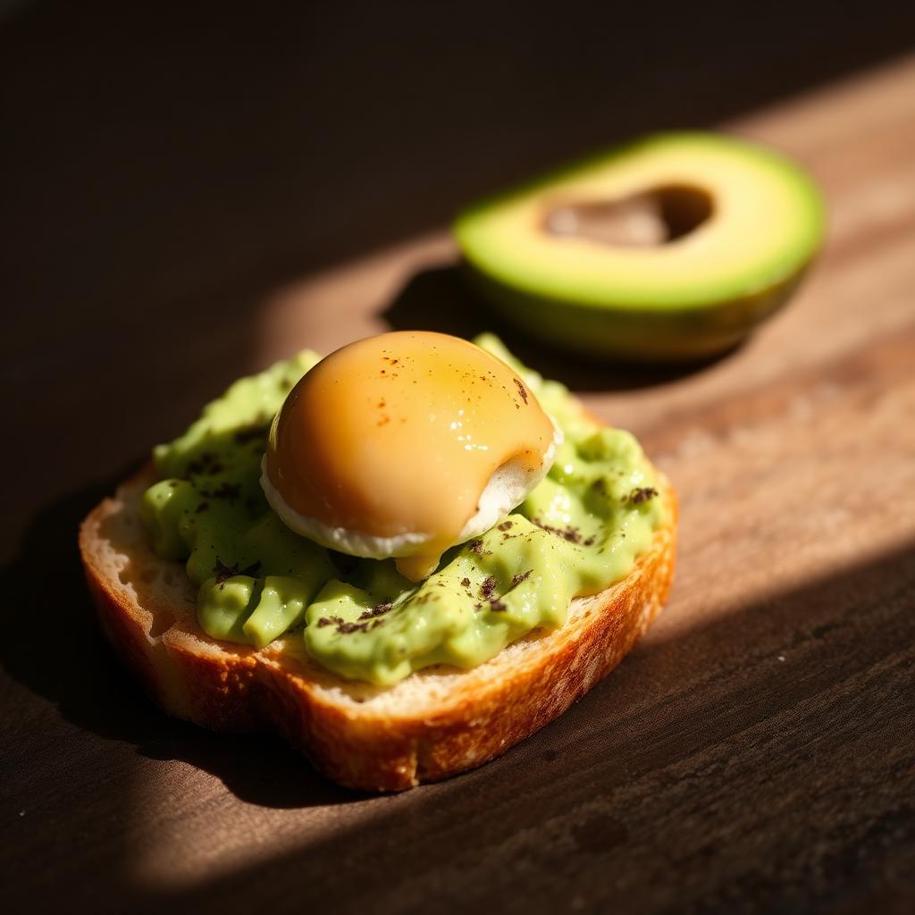 Tartine de pain complet à l'avocat écrasé avec un œuf poché